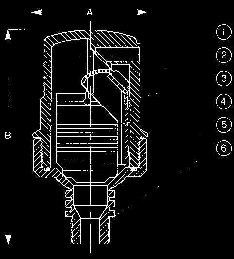 Speci kace materiálu 1 horní díl nylon zesílený vláknem 2 těsnící membrána EPDM 3 blokování nylon zesílený vláknem 4 plovák polypropylenová pěna 5 O kroužek polypropylenova pěna 6 spodní díl nylon