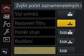 Základní funkce 2 3 4 Tlačítky vyberte položku menu a stiskněte [MENU/SET] Položka Strana Položky menu můžete vybírat také otáčením zadního ovladače.