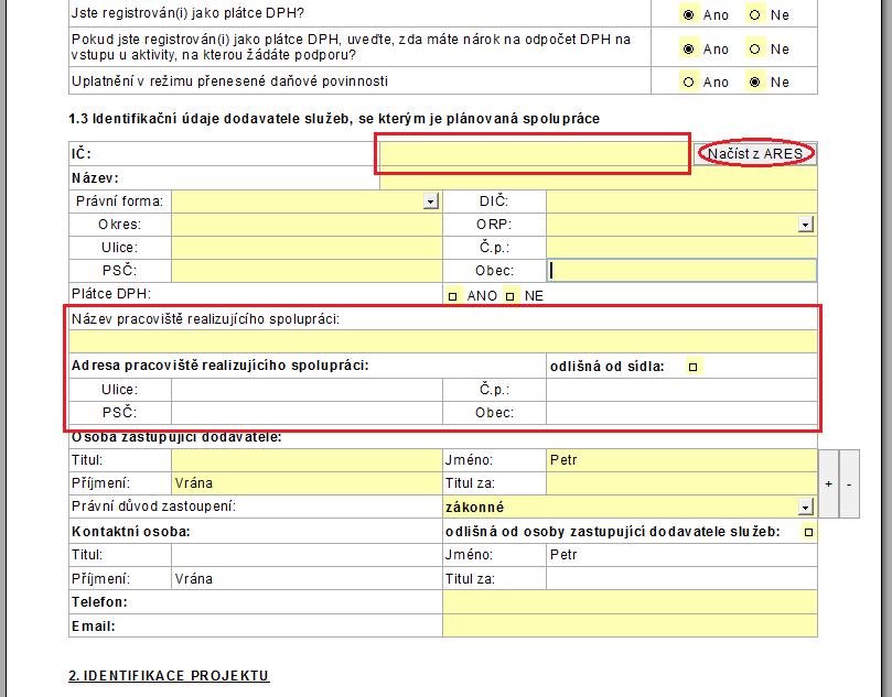 Obr. 10 - Identifikační údaje dodavatele služeb 8.