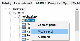 přehledem dostupných panelů: Vyberte požadovaný panel a klepněte na tlačítko OK.