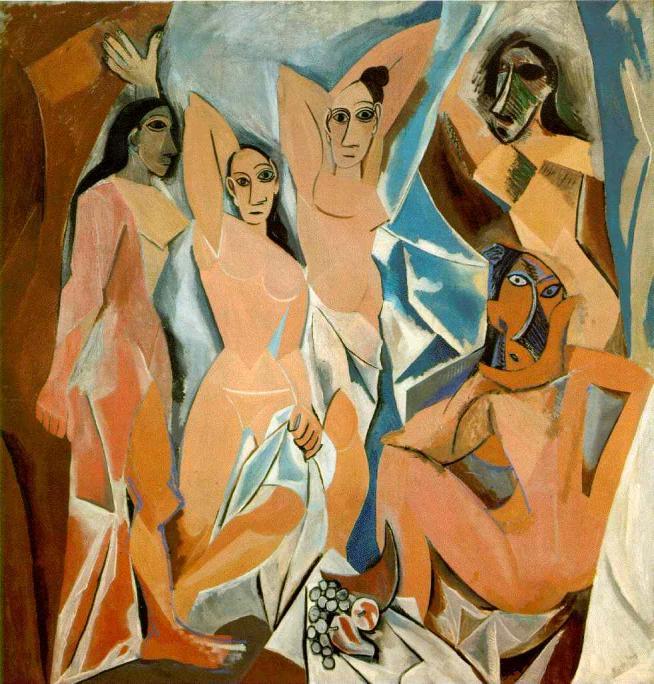 2 Vznik kubismu Za první projev kubismu byla poprvé označena v roce 1915 spisovatelem Danielem Henrym Kahweilerem část obrazu Pabla Picassa Avignogské slečny. Byl namalován v letech 1906-1907.