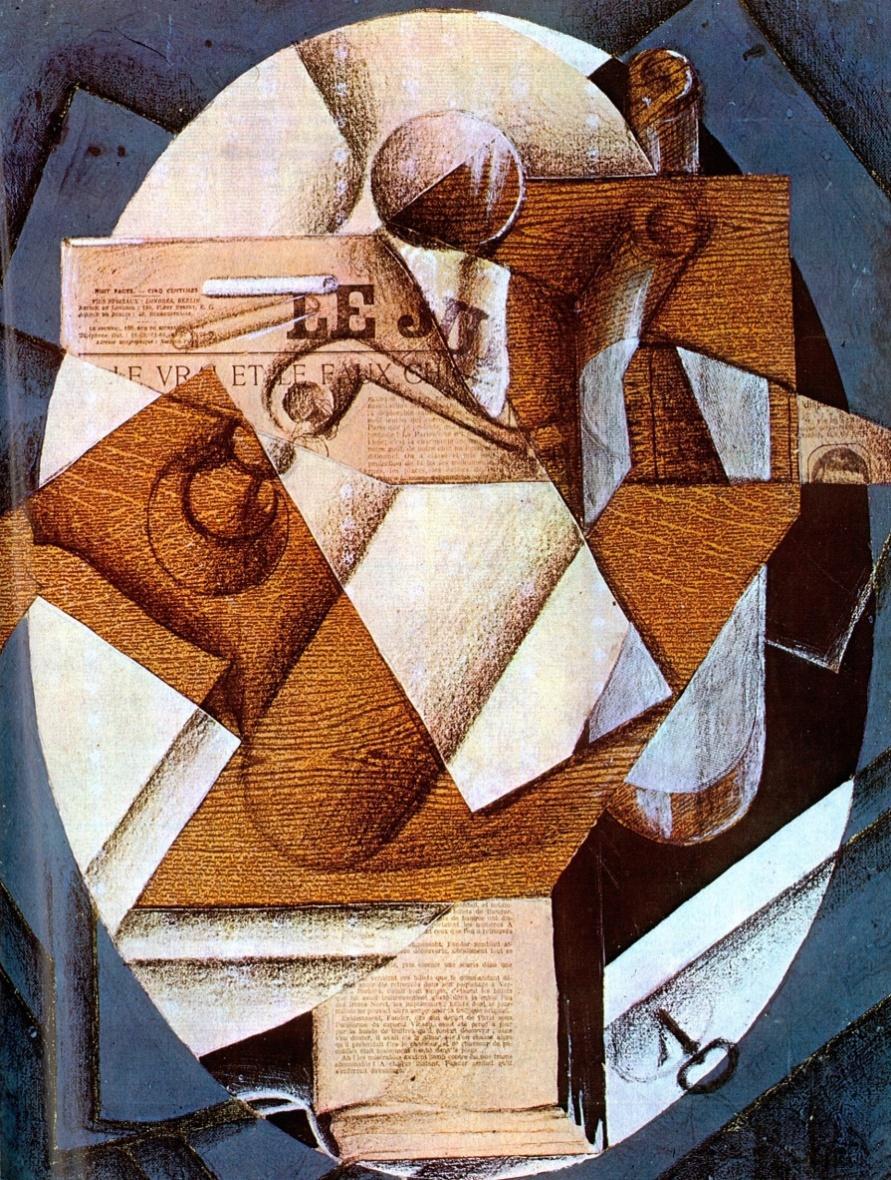 Obr. 3: Stůl (J. Gris) Syntetický kubismus Syntetický kubismus, též zvaný vrcholný kubismus, probíhal v období po analytickém kubismu, v letech 1912-1914.