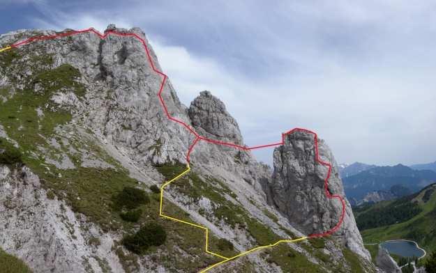 Horolezecký výstup Via Ferrata Däumling: - zabezpečený vysokohorský výstup včetně
