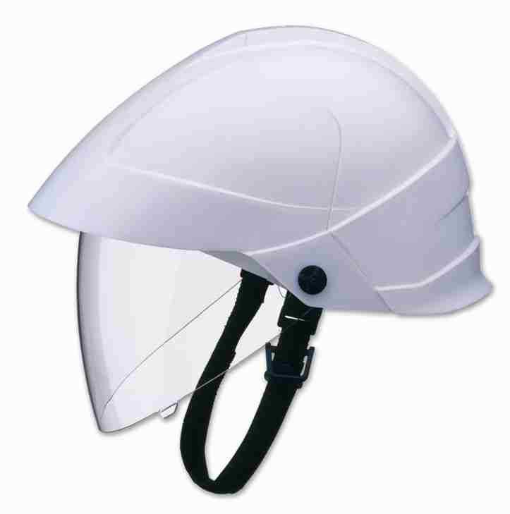 Ochranná helma s krycím hledím pro práce pod napětím na N zařízeních Materiál helmy: polyethylen Materiál hledí: vysoceodolný