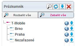 Ikona Popis Funkce Hledat Obnovit Možnosti Skrýt Fulltextové vyhledávání vozidel a řidičů Obnovení průzkumníku a mapy Pomocí této nabídky máme možnost v průzkumníku zobrazit pouze vozidla nebo pouze