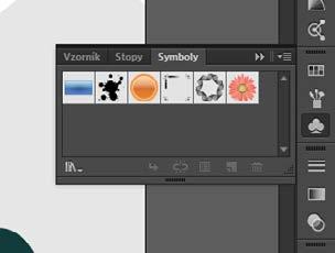 V následujícím kroku změníte pomocí nabídky panelu zobrazení panelu Symboly (Symbols). 1 Klepněte na ikonu panelu Symboly (Symbols) ( ) na pravé straně pracovní plochy.