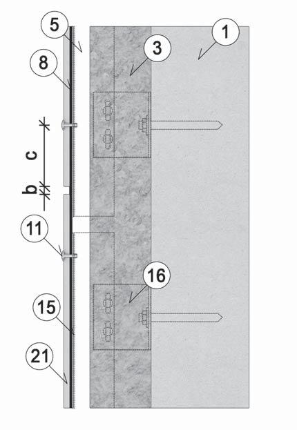 20 Montáž na hliníkový rošt pomocí nýtů Horizontální řez ostěním okna (Přerušení větrání v okolí okna v max.