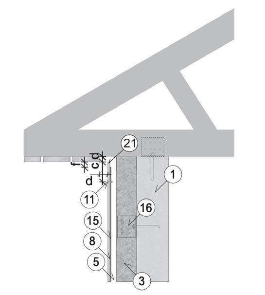 21 Montáž na hliníkový rošt pomocí nýtů Vertikální řez v oblasti soklu 8 EPDM podkladní páska 11 Nýt Ø 4.