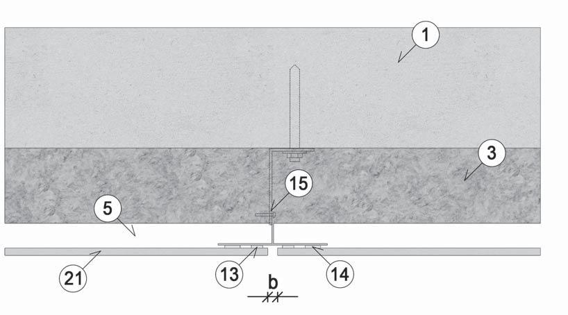 25 mm 10 Fixní bod kotvy podkladního roštu 14 Oboustranná lepící páska 15 Hliníkový podkladní