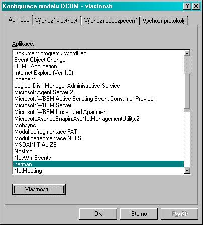 Kapitola 2 Objektový model ve Windows řady NT 45 Obrázek 2.5: Nástroj Konfigurace modelu DO Obrázek 2.