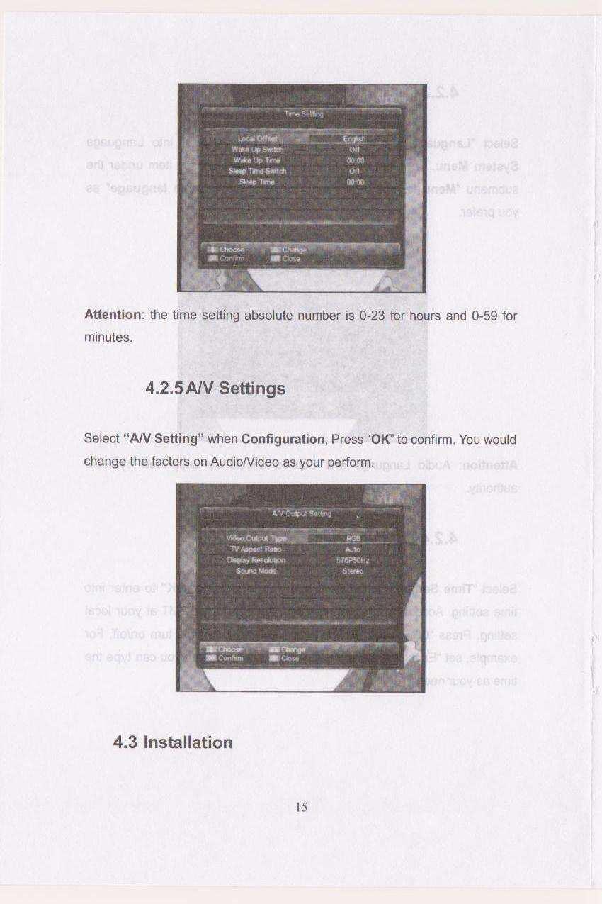 4.2.5 A/V nastavení (A/V Output Setting) Můžete změnit nastavení Audia/Videa podle vašeho TV přijímače.