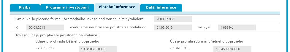 V případě zbrazení změn je mžné zbrazit i pdrbnější infrmace pžadvaných / realizvaných změnách. Stejně tak lze více infrmací zjistit pjistné událsti na smluvě neživtníh pjištění.