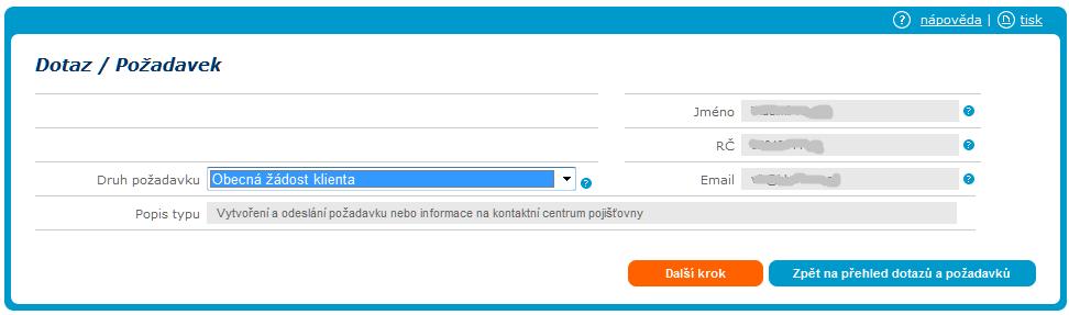 Pdle těcht typů jsu také pžadavky zbrazvány v aplikaci: becné pžadavky neb pžadavky, které nebyly zadávány k jedné knkrétní smluvě (z brazvky s detaily smluvě), lze zadat a prhlížet ze seznamu smluv