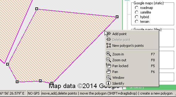 4.2 Přidat zlomový bod polygonu Lze kliknutím pravého tlačítka myši na ose hrany polygonu,