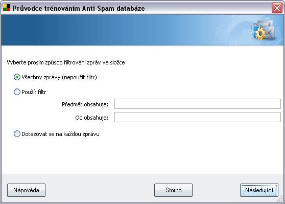 7.3.3. Způsob filtrování zpráv V tomto dialogu můžete zvolit možnosti filtrování zpráv ve vybrané složce: Jste-li si jisti, že složka obsahuje pouze zprávy, které chcete použít k trénování, a žádné