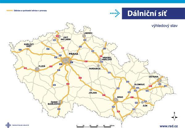 Kompletní dálniční síť Po dostavbě D35 (2025-28) se očekává přesun až