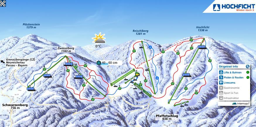 Níže je k nahlédnutí mapa areálu: Obrázek 11- Ski areál Hochficht zdroj: planetacestovani.