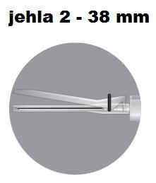 2 PŘÍPRAVA INJEKCE Krabička je vybavena dvěma jehlami: Jehla 1: jehla o 20G (38 mm dlouhá) bez bezpečnostního dílu určená pro rekonstituci Jehla 2: jehla o 20G (38 mm dlouhá) s bezpečnostním dílem