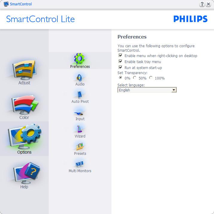 SmartImage Lite SmartImage umožňuje uživateli změnit nastavení pro vylepšení zobrazení na základě obsahu.