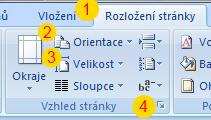 Vlastnosti dokumentu/stránky Formát stránky papíru pro tisk V záložce Rozložení stránky na pásu karet