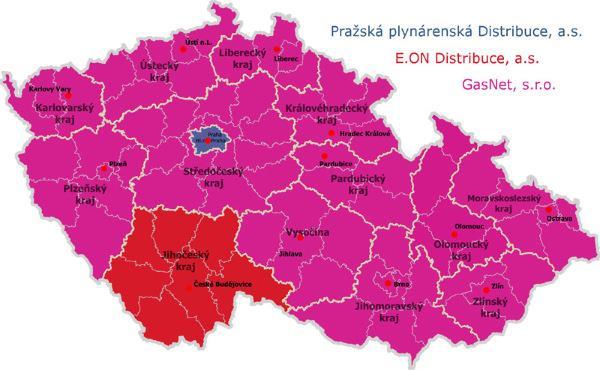 Zemní plyn Pražská plynárenská Distribuce, a. s. - zajišťuje distribuci plynu v Praze a částečně také v okresech Praha-západ a Praha-východ.