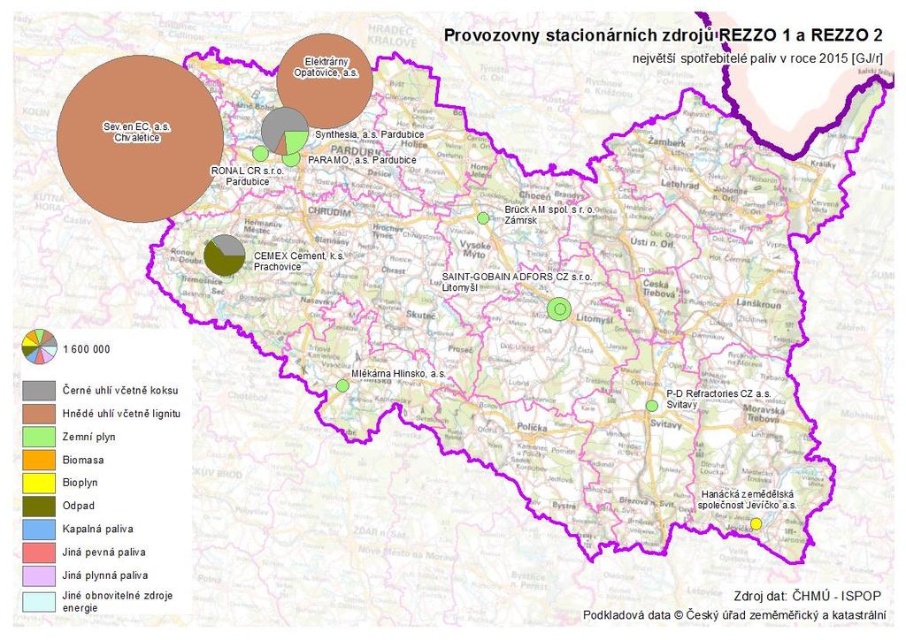 Spotřeba primárních paliv a energie Průmyslový podnik, název firmy, provozovna SAINT-GOBAIN ADFORS CZ, s.r.o. Litomyšl IVECO Czech Republic, a.s. Vysoké Mýto TRANSPORTA Czech Republic, a.s. Chrudim FOXCONN CZ s.