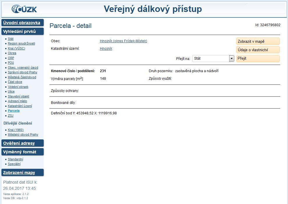 Odkaz na ČÚZK U parcel katastru nemovitostí si můžeme pomocí tohoto nástroje ověřit aktuálnost informací přímo na stránkách ČUZK.