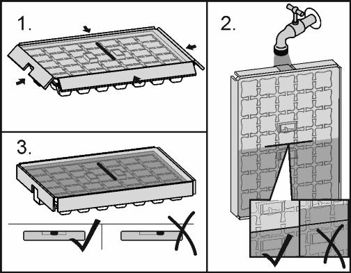 18 (1), až se rozsvítíled Fig. 18 (2). u Zásuvku zasuňte. w Symbol IceMaker Fig. 2 (19) svítí. u IceMaker nyní vyrábí kostky ledu, když je zásuvka úplně zavřená. Fig. 16 Když voda zmrzla: u Odeberte víko.