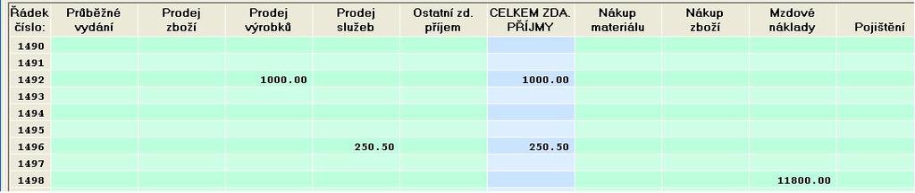 Po tabulce se můžete posunovat i do strany (2). V takovém případě se postupně objevují další hodnoty např.