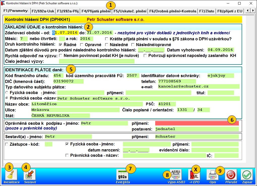 12.1. Kontrolní hlášení k DPH 38 Program je schopen automaticky sestavit tiskopis Kontrolní hlášení k DPH dle