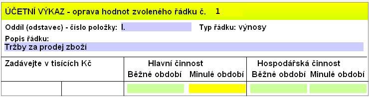 49 K přepnutí mezi Výkazem zisku a ztrát, Rozvahou či Textovým dodatkem slouží záložky (7).