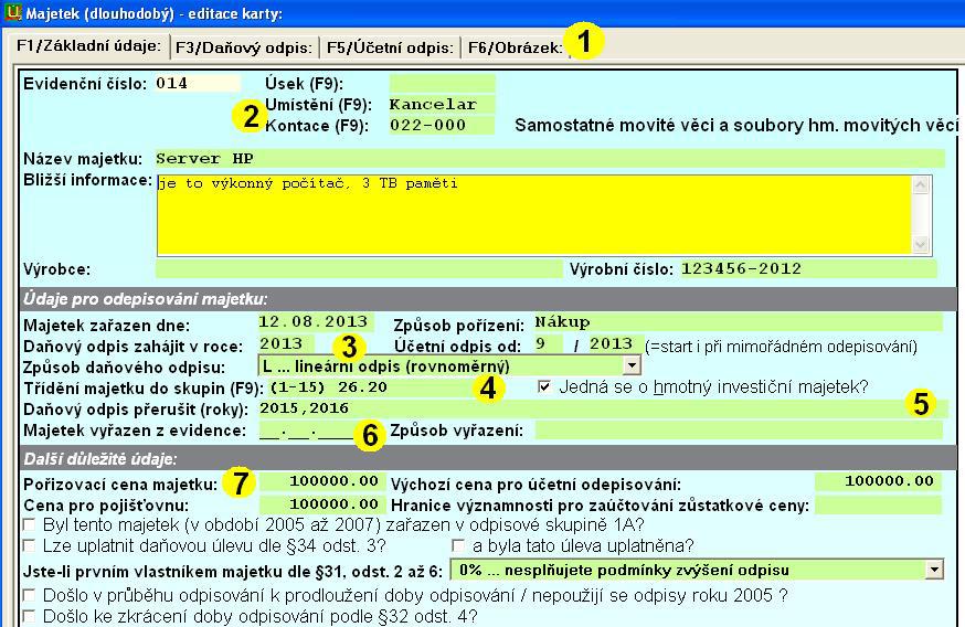 21. Evidence investičního majetku: 57 Program obsahuje modul Majetek a lze do něj vstoupit z hlavní nabídky (poslední řada).