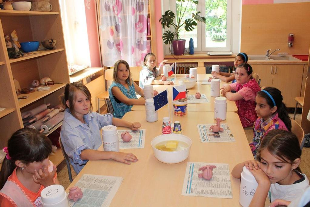 Glazování Takto přežahnuté výrobky už můžeme naglazovat. Používáme tekuté glazury.