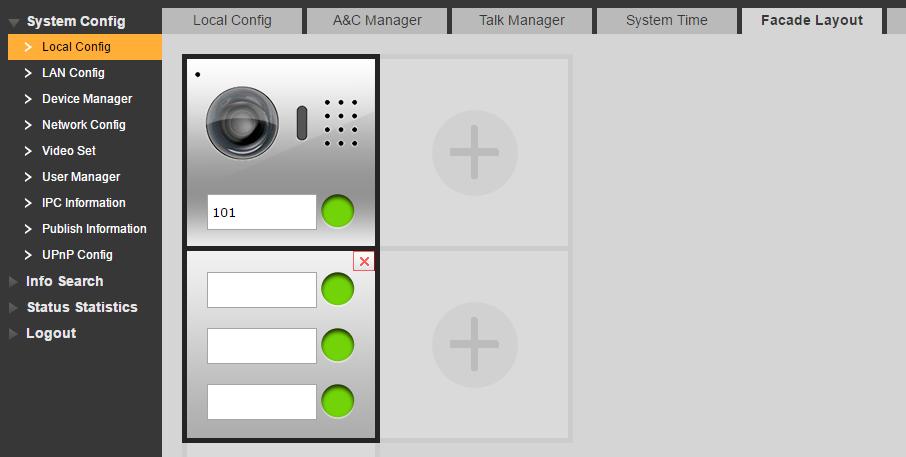 V případě VTO2000A(-C) přejdeme do System Config Local Config Facade