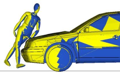 Při sestavování simulačních střetů bylo zvoleno, že řidič začíná brzdit těsně před fyzickým kontaktem vozidla s chodcem.