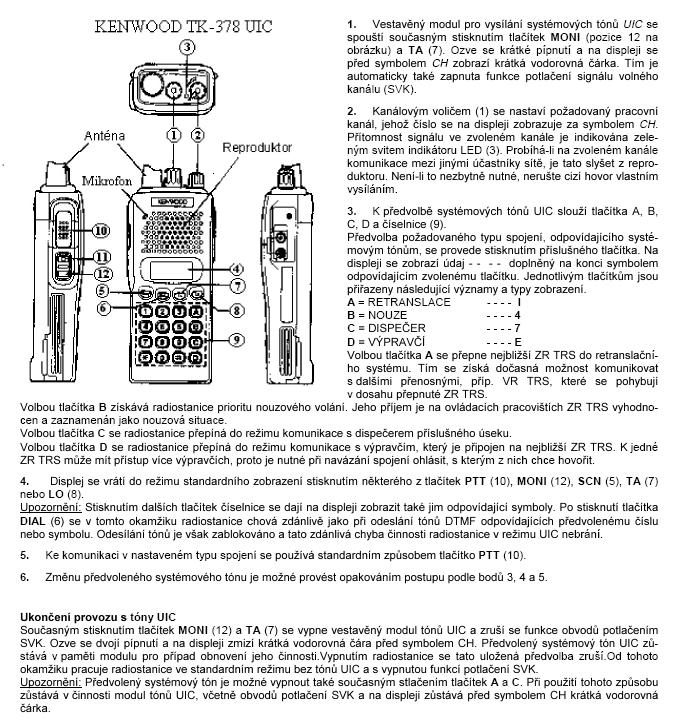 DKV PŘ DKV - Příloha 2 - Provozní řád MRS 7.12. Radiostanice Kenwood 7.13.