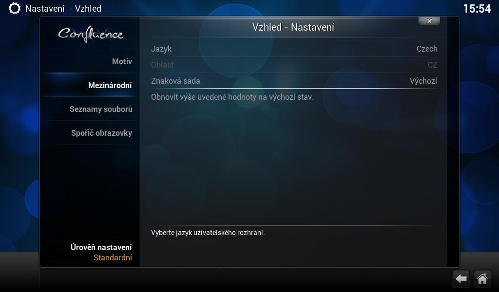 Jak přidat zdroje pro přehrávání souborů Po spuštění XMBC si nejprve nastavte české prostředí.