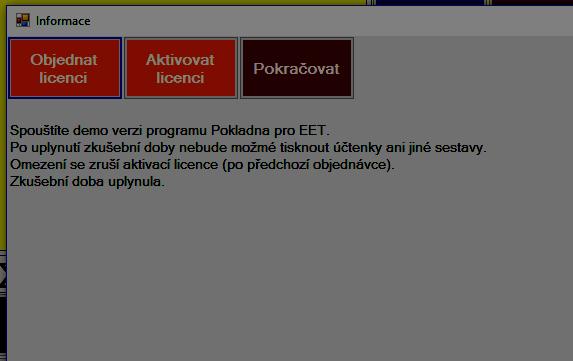 1) Objednávka a aktivace licence Po instalaci programu běží 30-ti denní zkušební lhůta.