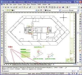 V okně aplikace AutoCAD se nachází karta Model