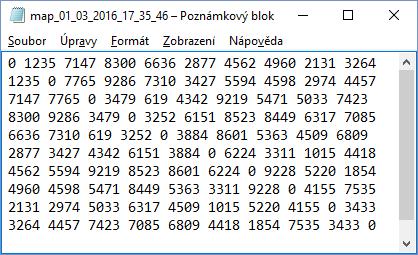 Obr. 4.4: Výstupní soubor obsahující tabulku vzdáleností 4.1.2 TSPLib TSPLib je projekt univerzity v Heidelbergu [4]. Jedná se o databázi vstupních dat pro TSP, která obsahuje stovky záznamů.