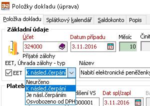 Při párvání zálhvé faktury je dklad na přijatu úplatu je vytvřen p stisku tlačítka Registrvat EET. Je i nuzvě tištěný na pkladním dkladu. Pkud je t tuzemsk d 10 tis., pak asi dstačující.