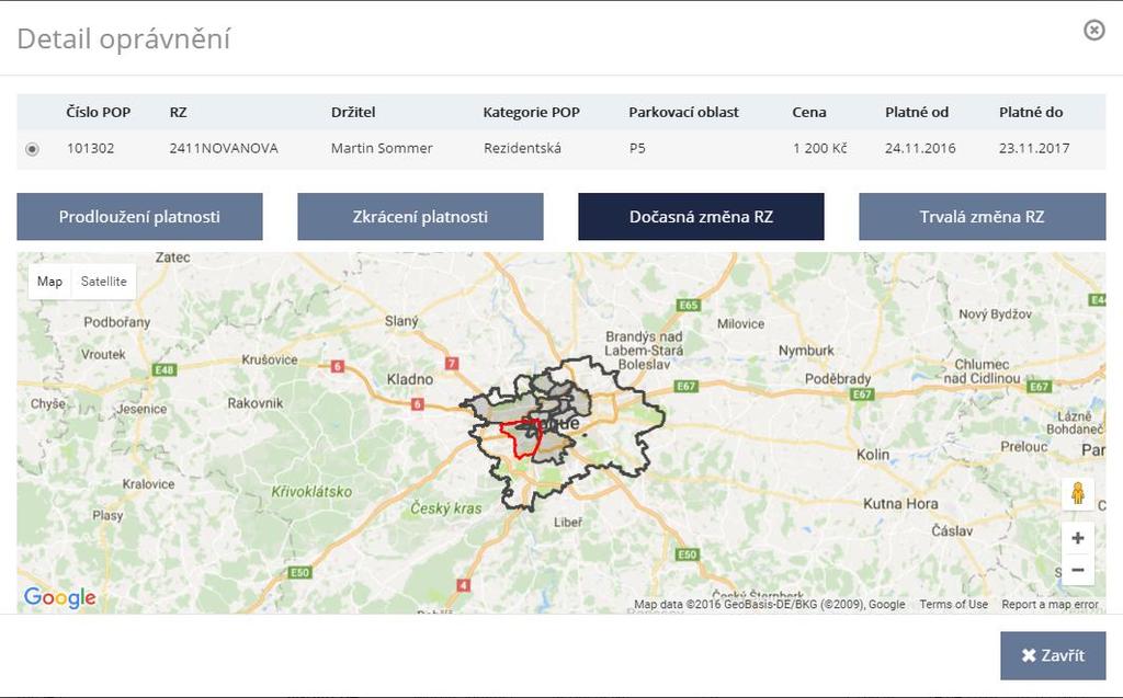 Na formuláři vyplní uživatel požadované údaje: Datum a čas počátku platnosti změny Datum a čas konce platnosti změny RZ