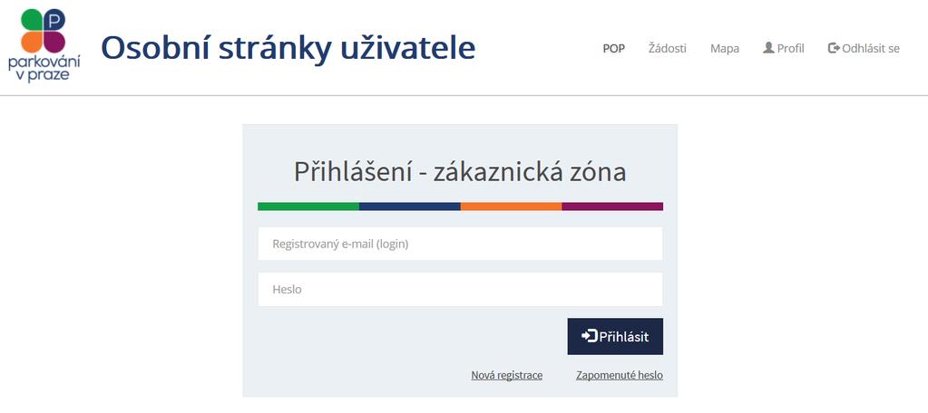 - Registrace Registrace pro Osobní stránky uživatele probíhá na jednotlivých