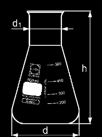 20 5 490,- Erenmeyerova baňka širokorá, sinostěnná Erenmeyerovy baňky se zesíeným okrajem, vyrobeno z borosiikátovéo ska 3.