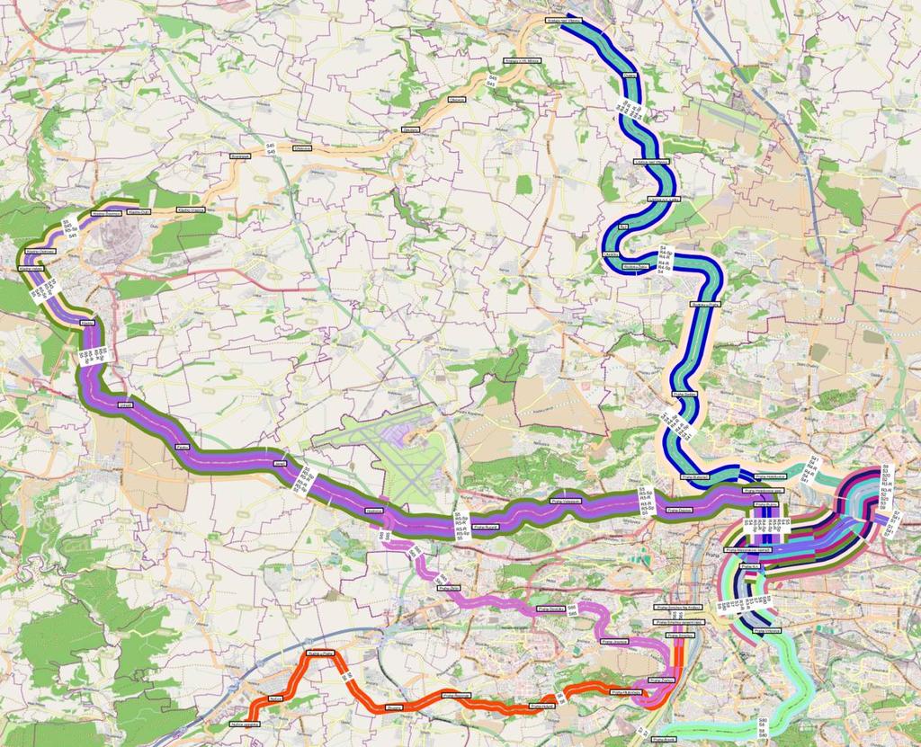 Sdružení METROPROJEKT + SUDOP Praha Ruzyně Kladno A.2. Vyhodnocení Obr: 9. Linkové vedení vlakových linek současný stav. 1.