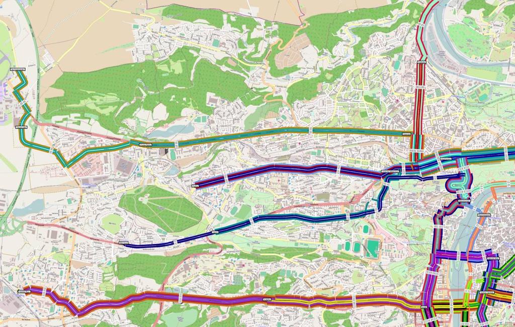 Sdružení METROPROJEKT + SUDOP Praha Ruzyně - Kladno A.2. Vyhodnocení Obr: 13. Linkové vedení tramvají v Praze výhled bez projektu Obr: 14.