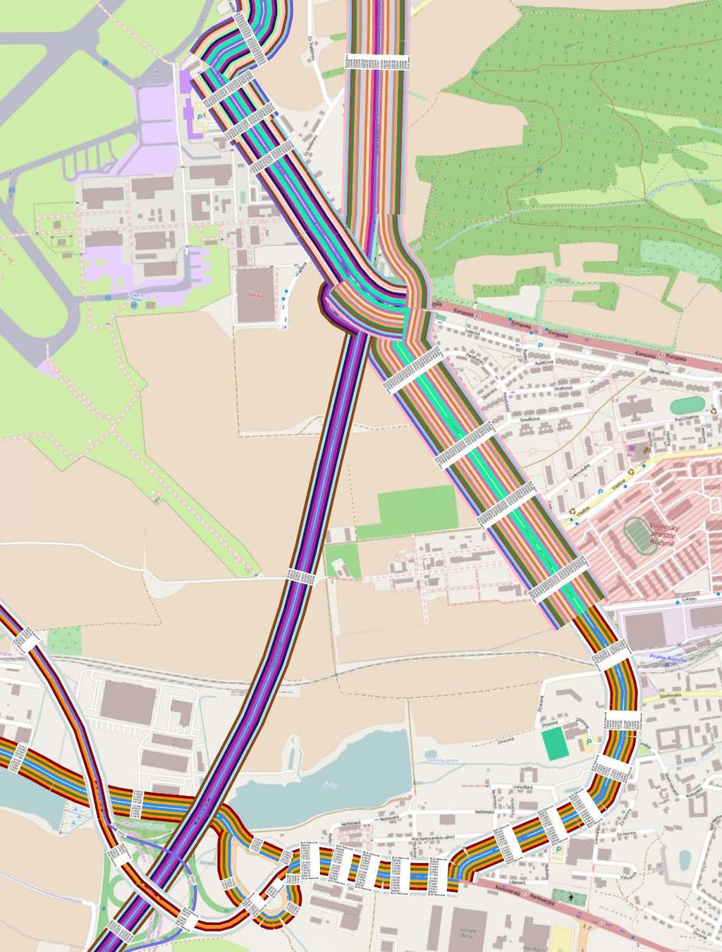 Sdružení METROPROJEKT + SUDOP Praha Ruzyně - Kladno A.2. Vyhodnocení Obr: 19. Linkové vedení regionálních autobusů výhled s projektem (terminál žst.