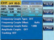 ; přesnost ±2% nastavení ±1mVpp (při 1kHz, >10mVpp); jednotky Vpp, Vrms a dbm Offset ±5Vpk AC+DC (50Ω); ±10Vpk AC+DC (naprázdno); ±2,5Vpk AC+DC (50Ω 20MHz~25MHz); ±5Vpk AC+DC (naprázdno 20MHz~25MHz)