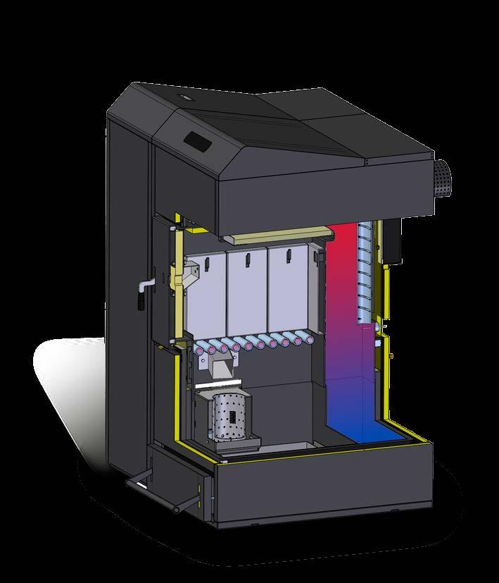 KOTLE NA BIOMASU KOMFORT S tímto kotlem můžeme využívat výhody topení dřevem a také komfort automatického topení dřevními peletami.