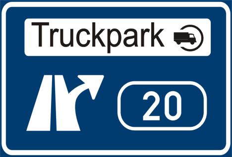 4.2 Označení 4.2.1 Dálnice a SMV (1) Pro informaci o truckparku, ke kterému lze odbočit na nejbližší křižovatce, se užívá značky Truckpark (č. IJ 17a).